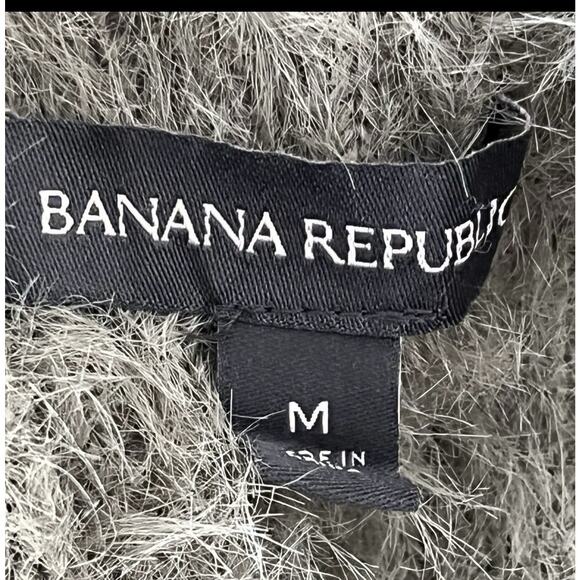 Banana Republic Pullover Sweater Size M Faux Rabbit Hair Keyhole V-Neck Green - Picture 7 of 8